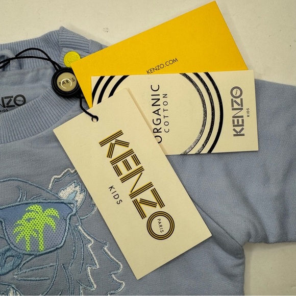 NWT KENZO Kids Baby Tiger Logo Embroidered Sweatshirt Blue Size 6M - Picture 2 of 16